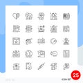 Modern Set of 25 Lines and symbols such as party, firework, online backup, firecracker, mobile app