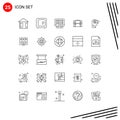 Modern Set of 25 Lines and symbols such as portfolio, documents, web, case, briefcase Royalty Free Stock Photo