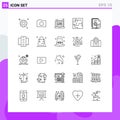 Modern Set of 25 Lines and symbols such as software, coding, live, app, maze