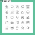 Modern Set of 25 Lines and symbols such as transport, car, search, shop, coffee