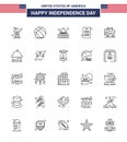 Modern Set of 25 Lines and symbols on USA Independence Day such as usa; elephent; capitol; democratic; declaration