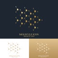 Modern set logotype icon dna and molecule. Molecule golden Logo. Vector template for medicine, science, technology Royalty Free Stock Photo