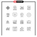 Modern Set of 16 Outlines Pictograph of best, instruction, dish, help, assistant