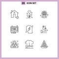 Modern Set of 9 Outlines Pictograph of chat, online, heart, computer, map