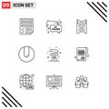 9 Creative Icons Modern Signs and Symbols of cooking, sport, message, match, wedding
