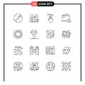 Modern Set of 16 Outlines Pictograph of creative, no, hand, money, commerce