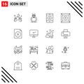 Modern Set of 16 Outlines Pictograph of file, delete, love, product, box Royalty Free Stock Photo