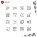 16 Creative Icons Modern Signs and Symbols of guide, education, monster, chair, estate