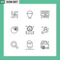 Modern Set of 9 Outlines Pictograph of holiday, presentation, apps, chart, tablet