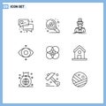 Modern Set of 9 Outlines Pictograph of human, character, hacker, view, eye