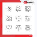 Modern Set of 9 Outlines Pictograph of image, management, design, efficiency, chart