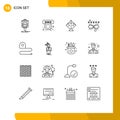 Modern Set of 16 Outlines Pictograph of measuring, rating, web, lead, content