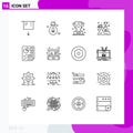 16 User Interface Outline Pack of modern Signs and Symbols of page, data, win, winner, mountain