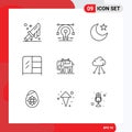 Set of 9 Modern UI Icons Symbols Signs for usa, elephent, drawing, wardrobe, furniture