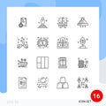 Modern Set of 16 Outlines and symbols such as birds, exhaust, board, kitchen, hood