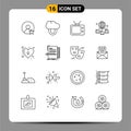 Outline Pack of 16 Universal Symbols of code, love, watch, key, folder