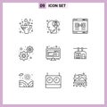 Modern Set of 9 Outlines and symbols such as discount, settings, internet, gears, window