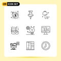 Outline Pack of 9 Universal Symbols of dmca protection, intelligence, stethoscope, deep learning, artificial intelligence
