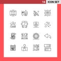 Modern Set of 16 Outlines and symbols such as education, apple, picnic, productivity, excellency Royalty Free Stock Photo