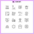 Modern Set of 16 Outlines and symbols such as favorite, pot, movie, patrick, gold