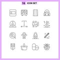 Modern Set of 16 Outlines and symbols such as font, surveillance, road, security, church