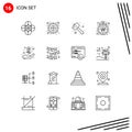 Modern Set of 16 Outlines and symbols such as hand, limited, knock, discount, watch kit
