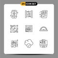 Modern Set of 9 Outlines and symbols such as intersect, divide, kids, chart, report