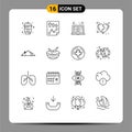 Modern Set of 16 Outlines and symbols such as life, health, report, game, video
