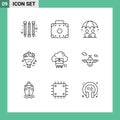 Modern Set of 9 Outlines and symbols such as online, file, risk, jpg, wedding
