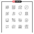 Modern Set of 16 Outlines and symbols such as public, parking, acid, sperm, laboratory