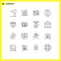 Pictogram Set of 16 Simple Outlines of sort, filter, kids, mobile, link