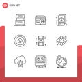 Modern Set of 9 Outlines and symbols such as web, multimedia, media, mobile, web blogging