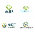 Modern set of podcast urban city logo design Royalty Free Stock Photo