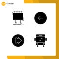 Modern Set of 4 Solid Glyphs Pictograph of advertisement, stop, poster, buttons, multimedia