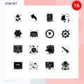 Modern Set of 16 Solid Glyphs Pictograph of agriculture, network, guide, digital, equipment