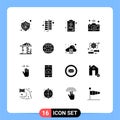 Modern Set of 16 Solid Glyphs Pictograph of architecture, wifi, list, internet of things, image