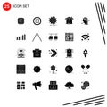 Modern Set of 25 Solid Glyphs Pictograph of artificial, enrgy, setting, house, progress