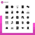 Modern Set of 25 Solid Glyphs Pictograph of bakery, navigation, beauty, signal, light