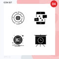 Set of 4 Modern UI Icons Symbols Signs for big, message, data, connection, charge Royalty Free Stock Photo