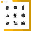 Modern Set of 9 Solid Glyphs Pictograph of bug, cleaning, power, clean, energy