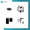 Modern Set of 4 Solid Glyphs Pictograph of business, advertising, vision, social media, top
