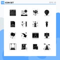 Pack of 16 creative Solid Glyphs of business, bangladash, development, map, wedding