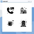 Modern Set of Solid Glyphs Pictograph of call, cup, communication, house, tea