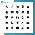 Modern Set of 25 Solid Glyphs Pictograph of cancer, status, logistic, phone, battery