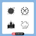 Modern Set of 4 Solid Glyphs Pictograph of carnival, king, battle, label, monarchy