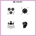 Modern Set of 4 Solid Glyphs Pictograph of cog, group, configuration, gear, team