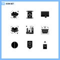 Modern Set of 9 Solid Glyphs Pictograph of colony, city, money, love, heart Royalty Free Stock Photo