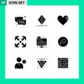 Modern Set of 9 Solid Glyphs Pictograph of computer, enlarge, tree, arrows, favorite