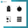 Pictogram Set of 4 Simple Solid Glyphs of cooking, physics, meal, location, exparimant physics Royalty Free Stock Photo