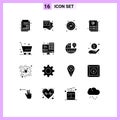 Modern Set of 16 Solid Glyphs Pictograph of delete, sheet, ad block, page, document